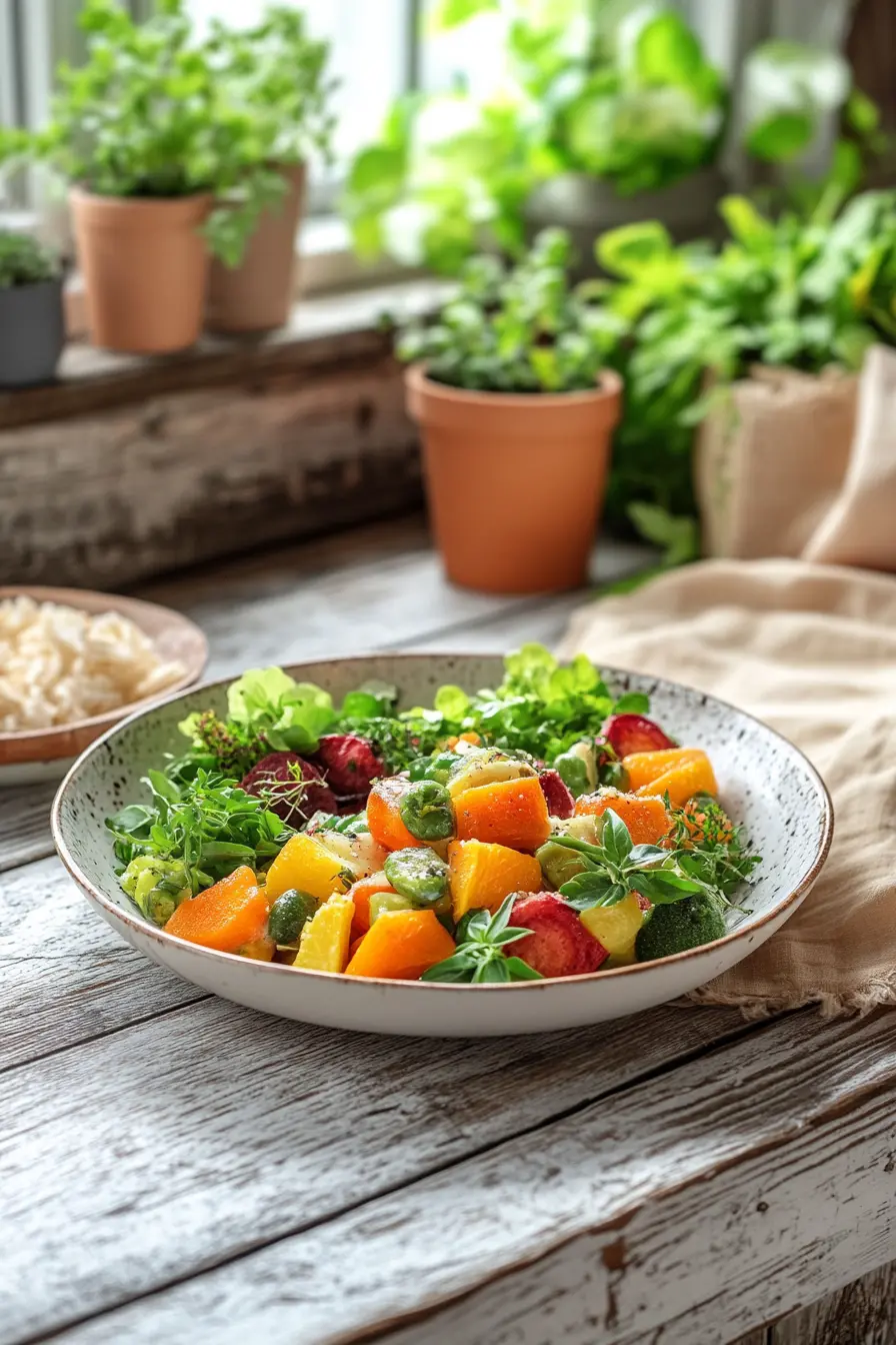 Exploration de la cuisine vegetarienne avec ingredients bio pleine de couleurs